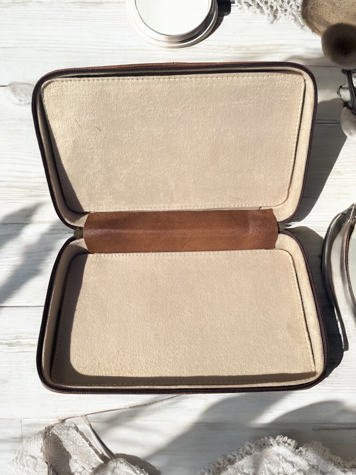 Brown Leather Jewelry Case