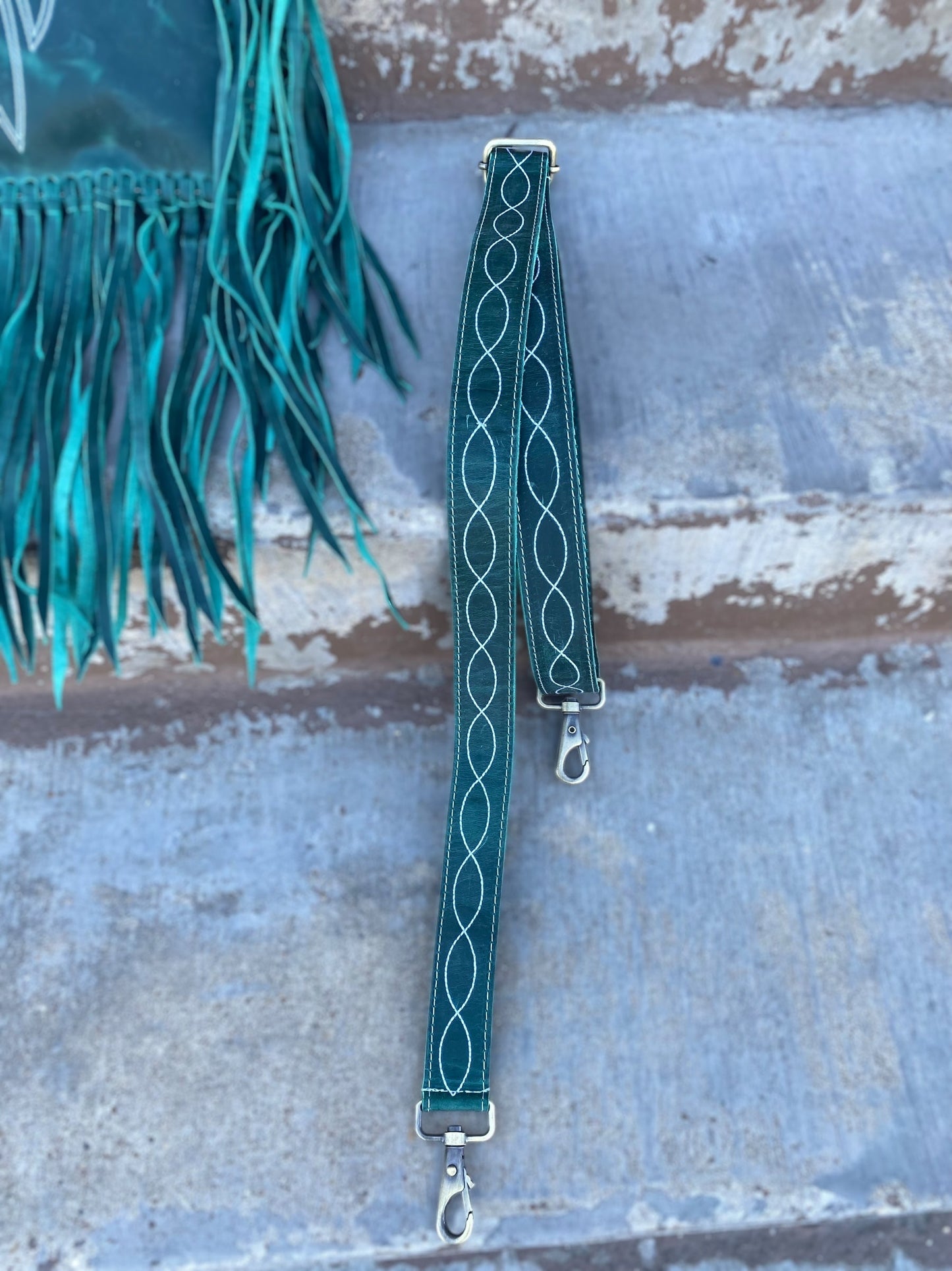 Beck Emerald Leather Crossbody Fringe