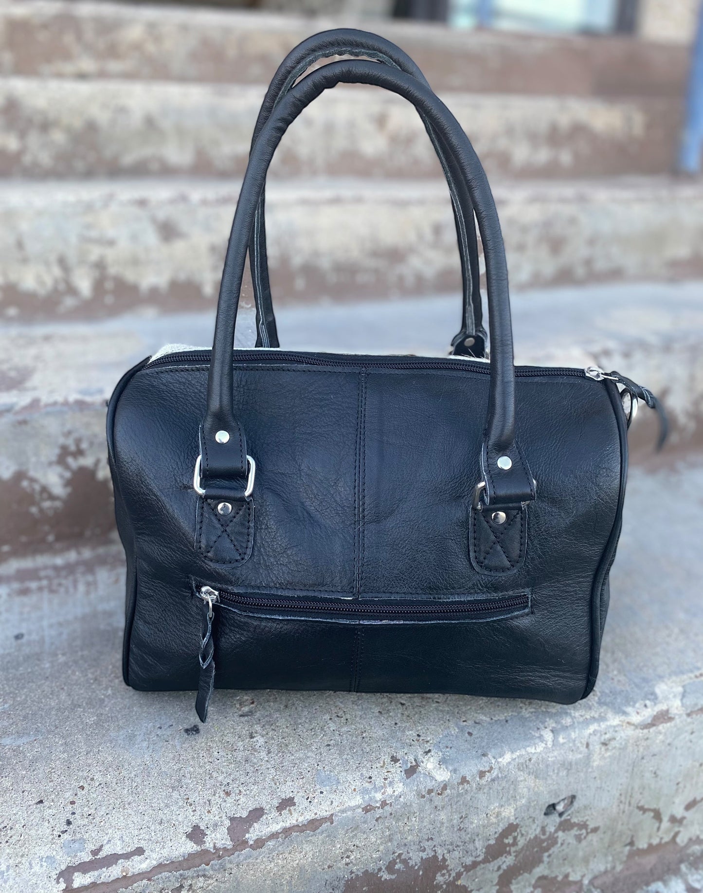 Black Leather Speedy Cowhide Bag/Crossbody