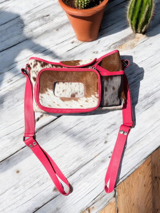 Pink Cowhide Stroller Bag