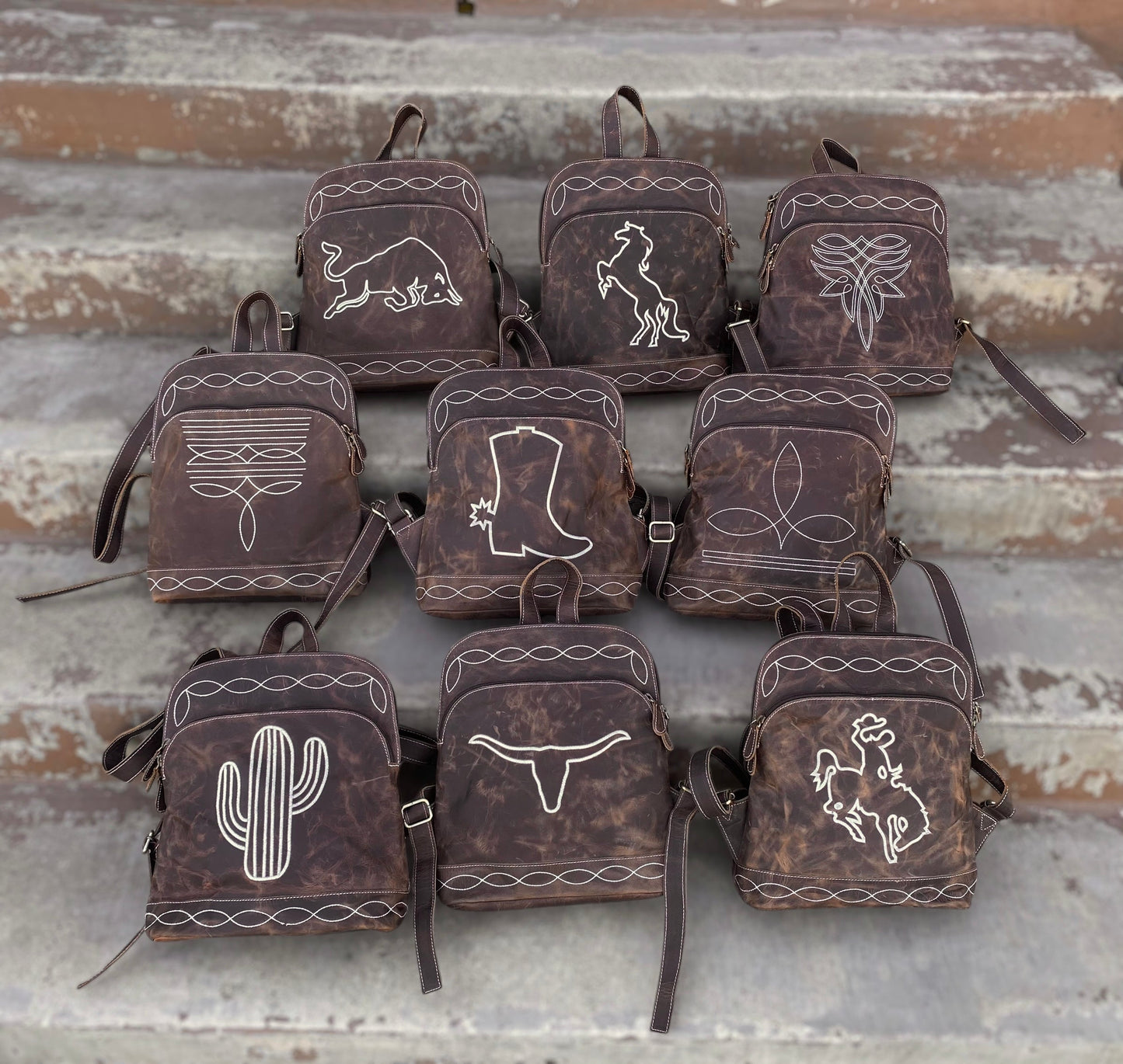 Mini Vintage Leather Longhorns Backpack