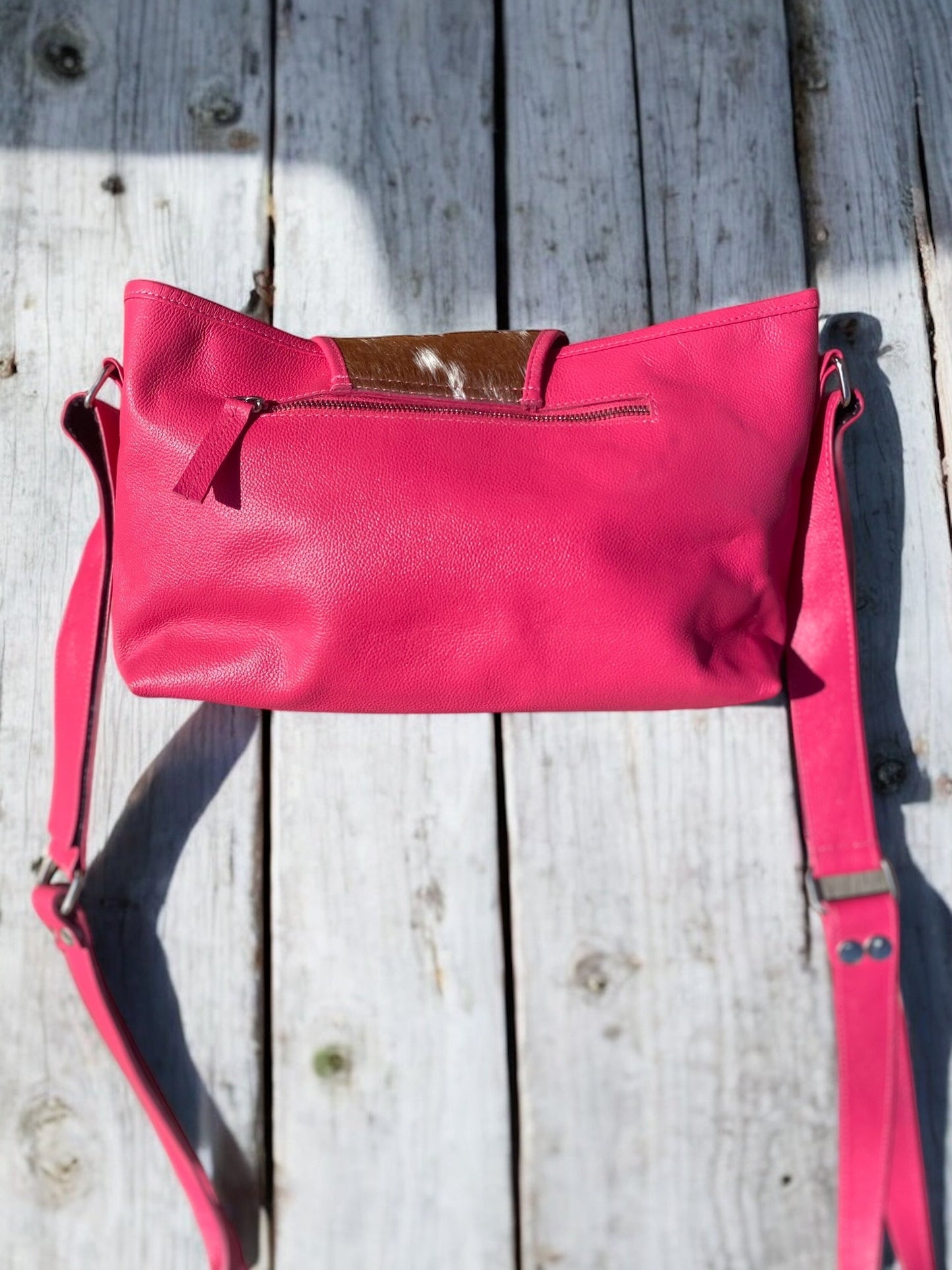 Pink Cowhide Stroller Bag