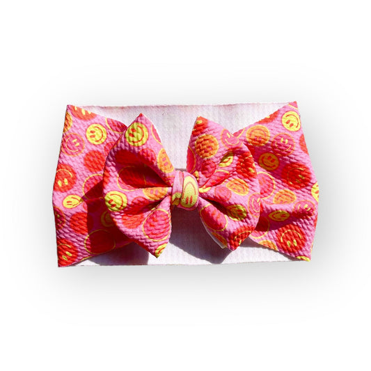 Neon Smiles Headwrap Bow