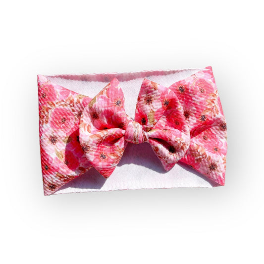 Pink and Gold Floral Headwrap Bow