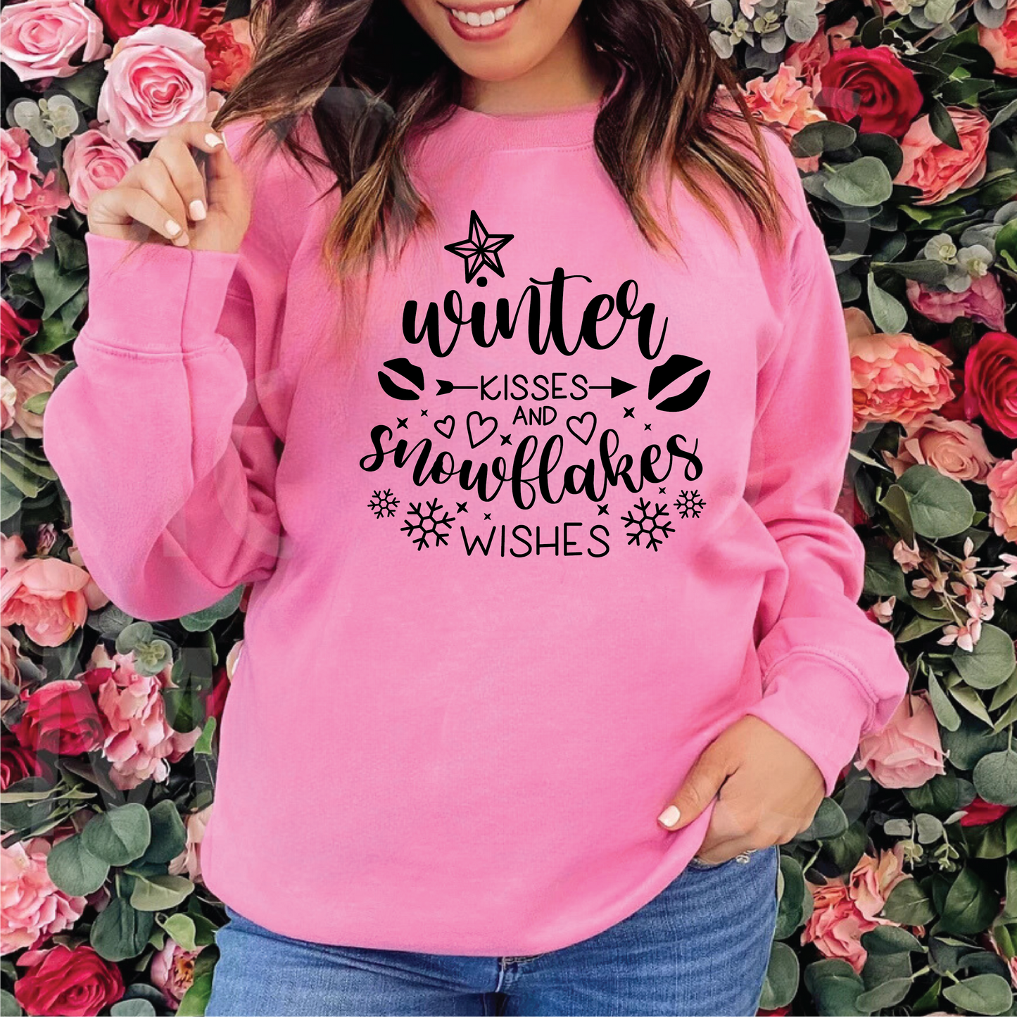 Winter Kisses And Snowflake Wishes Sweatshirts