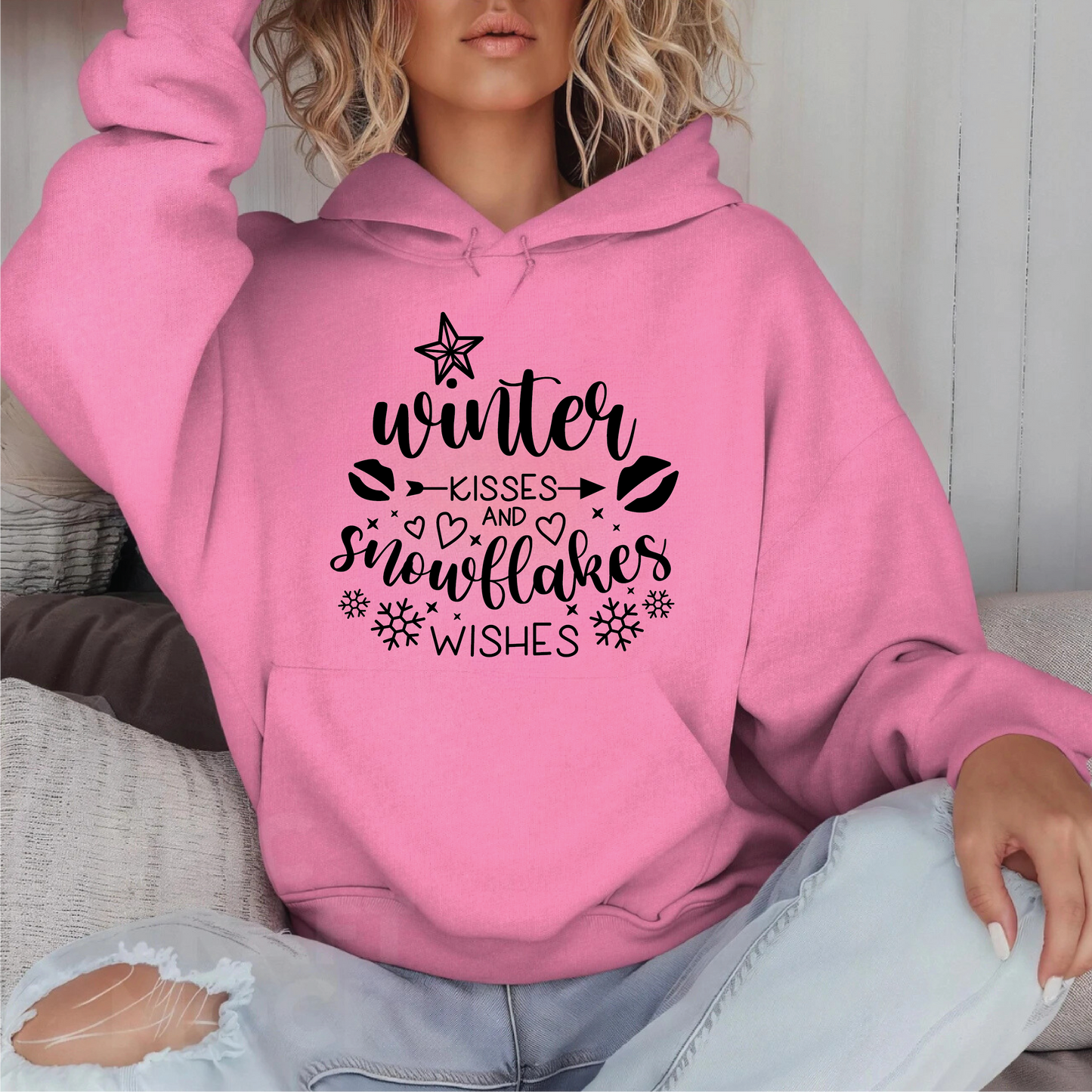 Winter Kisses And Snowflake Wishes Sweatshirts