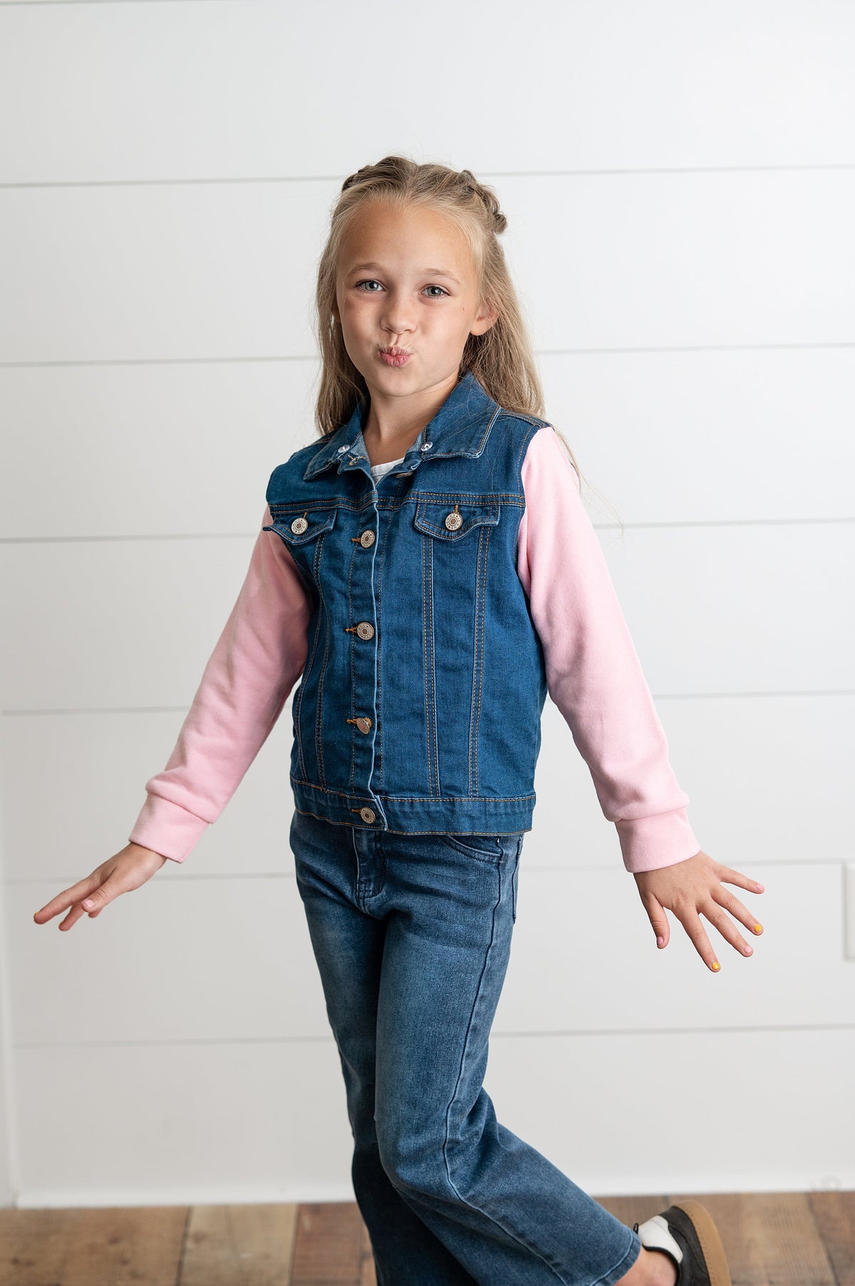 Pink Hooded Denim Jacket