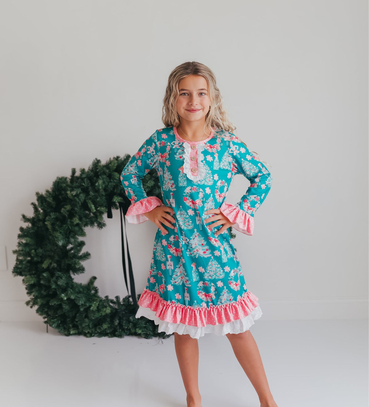 Pink Teal Nutcracker Lounge Gown
