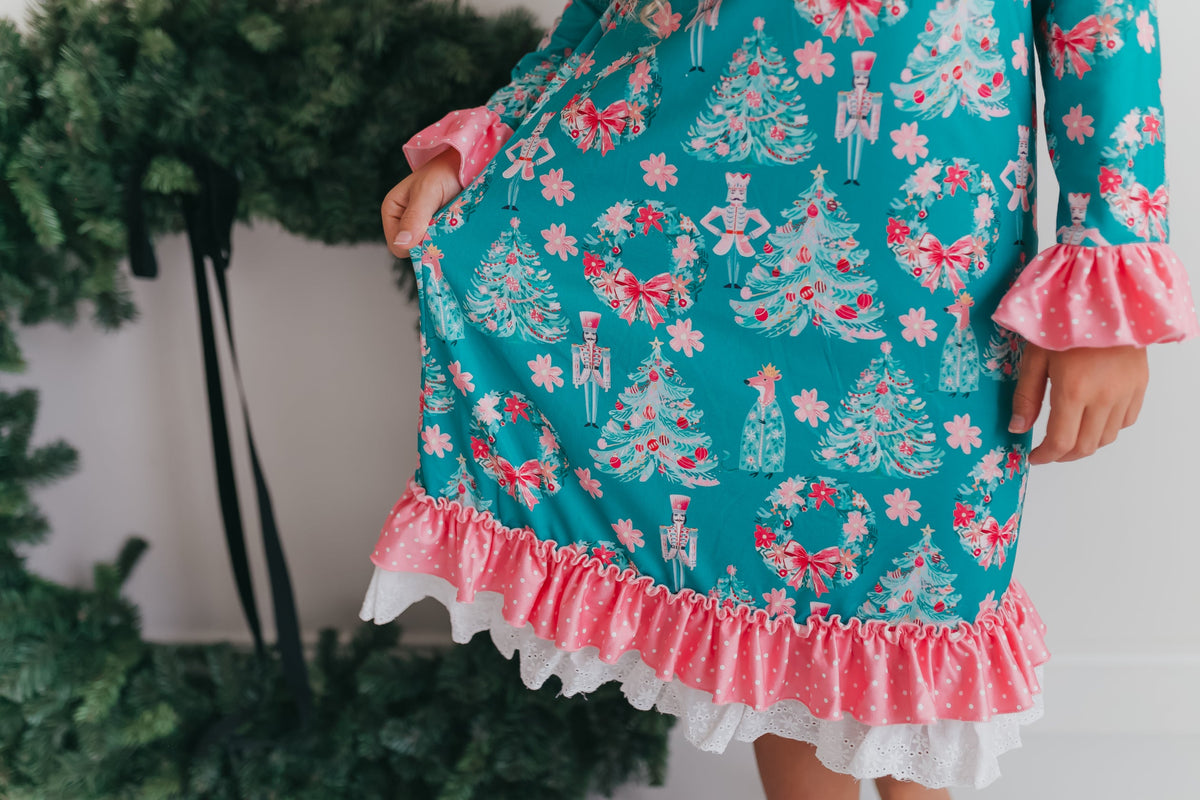 Pink Teal Nutcracker Lounge Gown