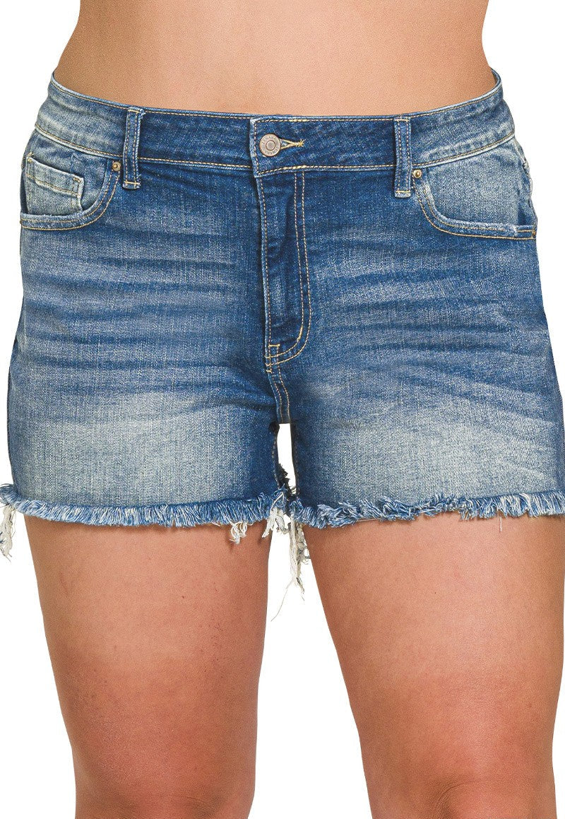 Zenana Plus Frayed Denim Shorts – Effortlessly Cool with Raw Edge Detail