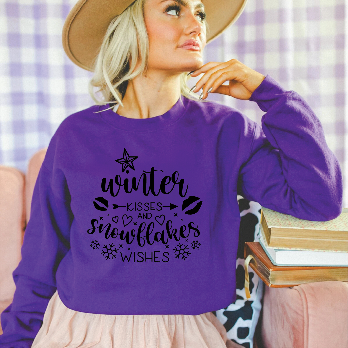 Winter Kisses And Snowflake Wishes Sweatshirts