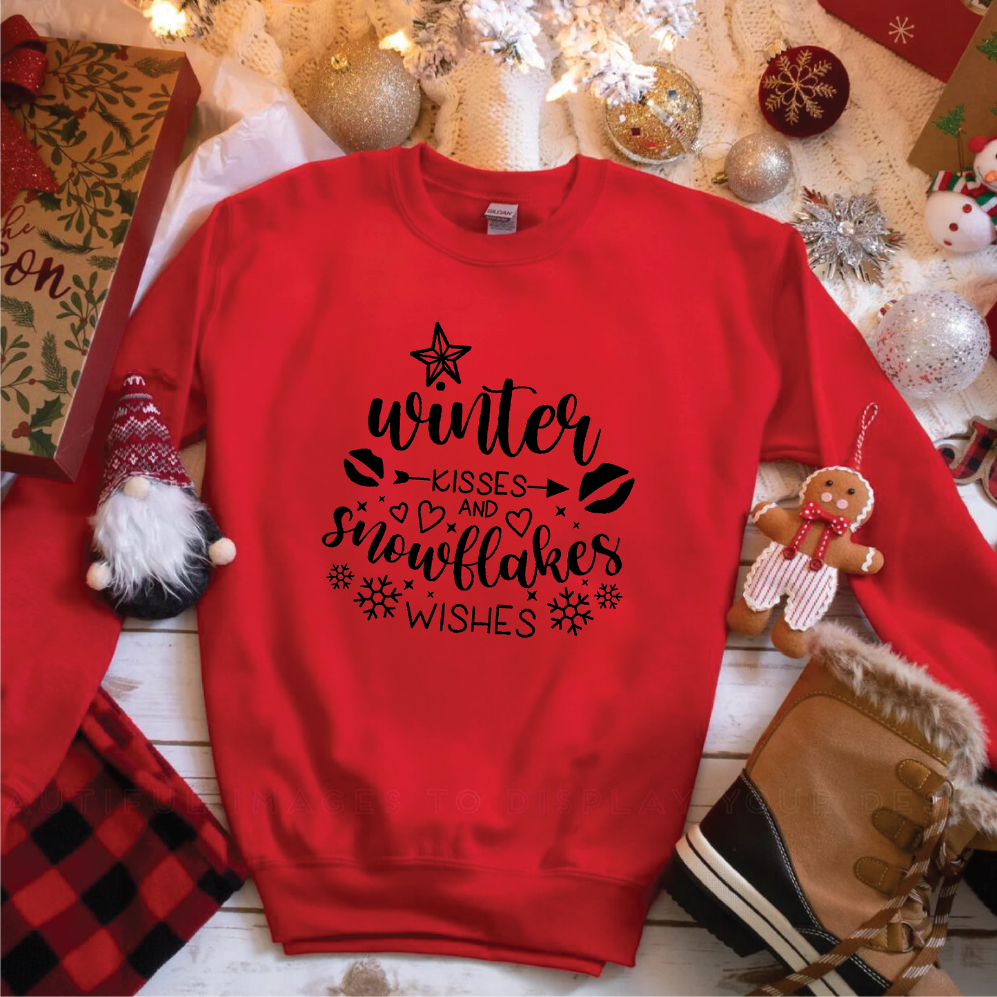 Winter Kisses And Snowflake Wishes Sweatshirts