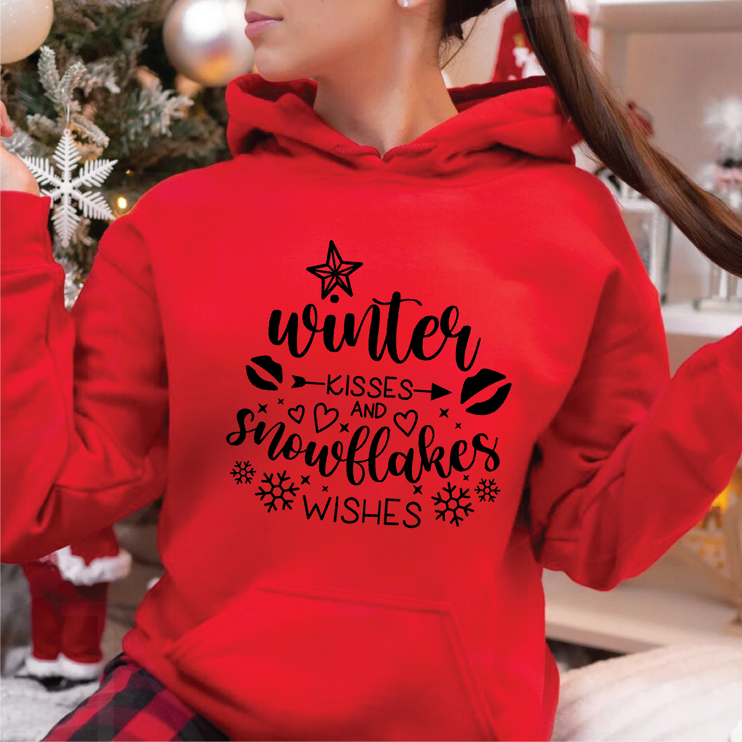 Winter Kisses And Snowflake Wishes Sweatshirts