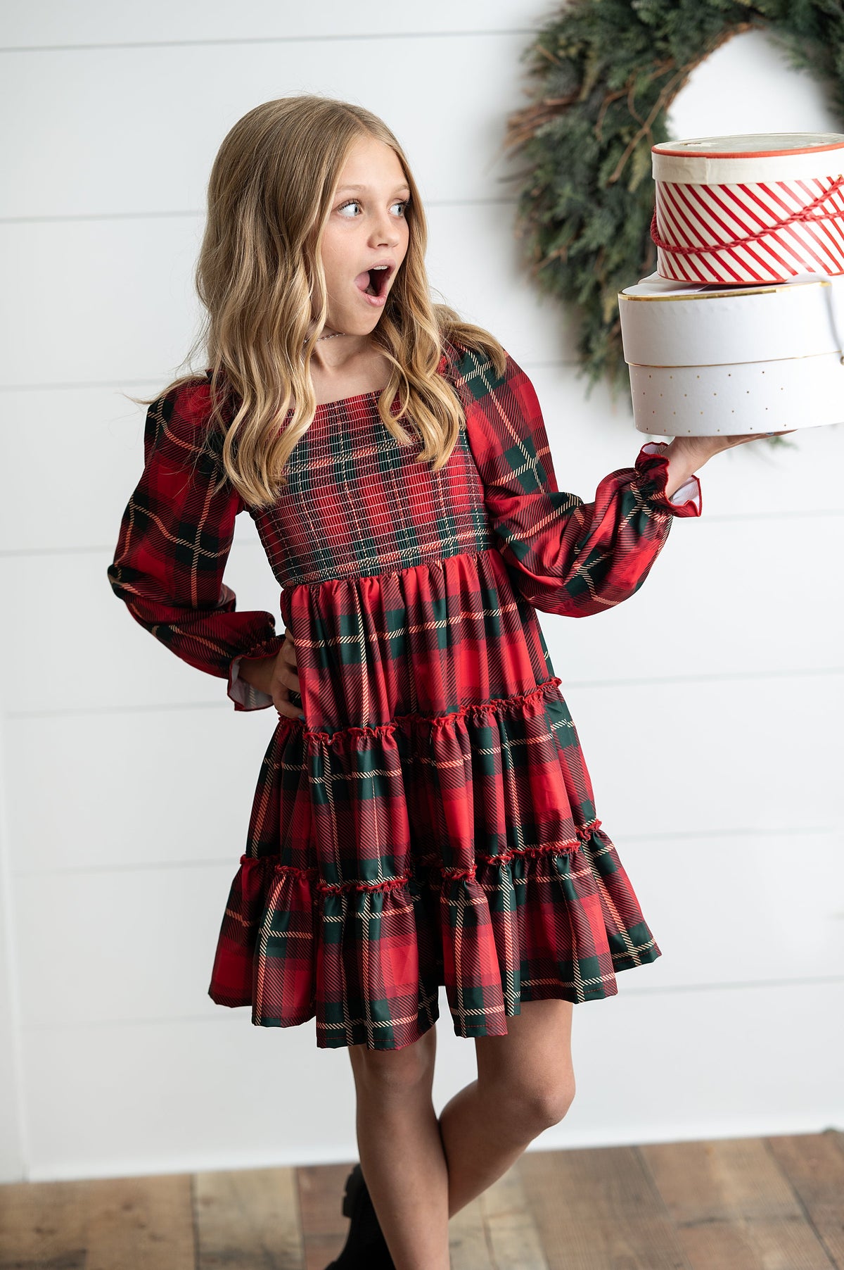 Red Green Plaid Dress