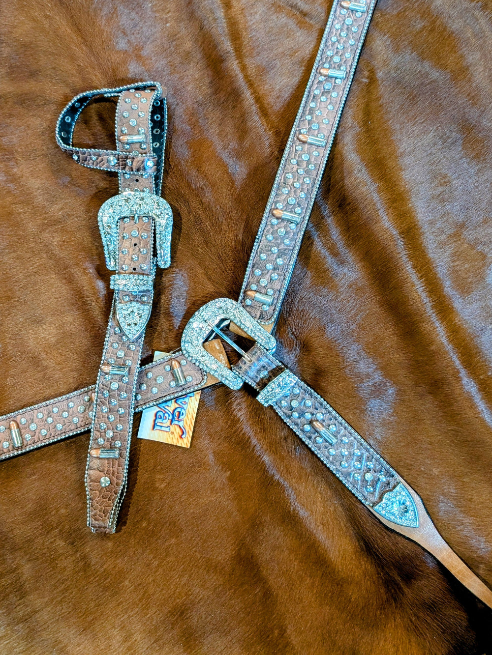 Remington Single Ear Headstall & Breast Collar Set – Crystal Accents & Bullet Conchos