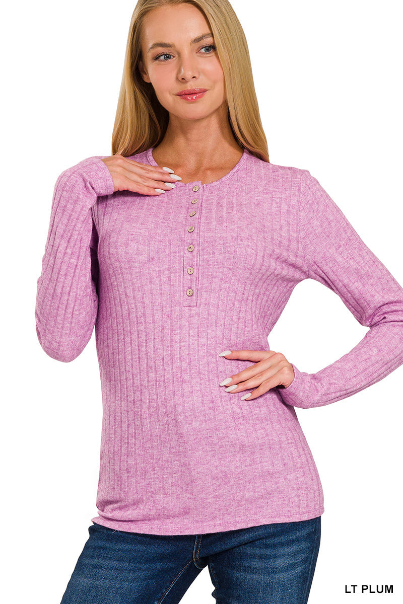 Zenana Women’s Ribbed Long Sleeve Button Down Top – Soft Fitted Layering Shirt