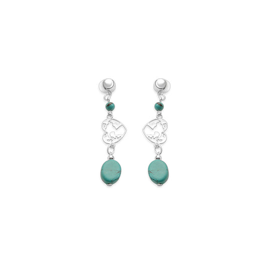 Rugged Heart Earrings In Blue