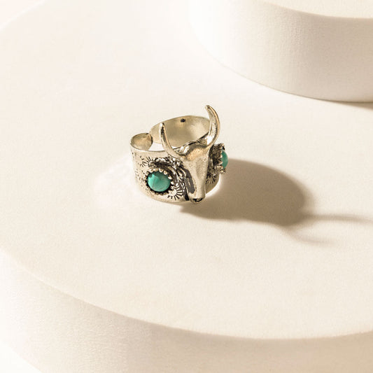 Longhorn Vow Ring in Sage Steel