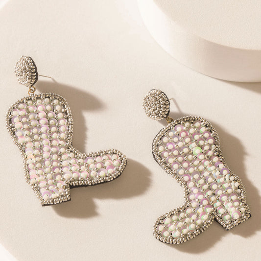 Myra Starlight Rodeo Earrings in Pearl White