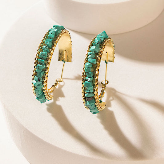 Myra Howlite Halo Earrings in Mineral Teal