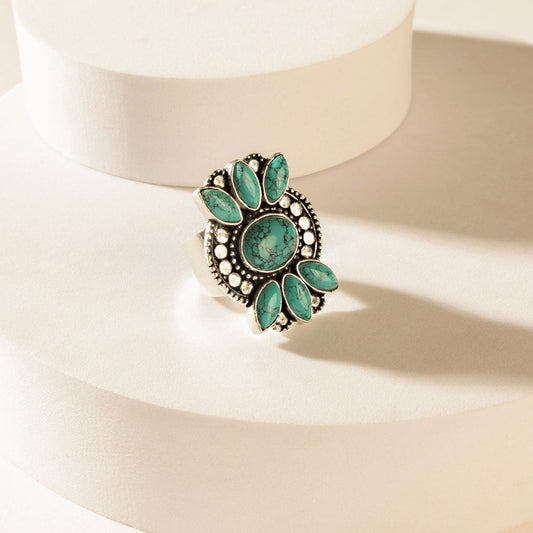 Myra The Wildhalo Ring in Prairie Teal