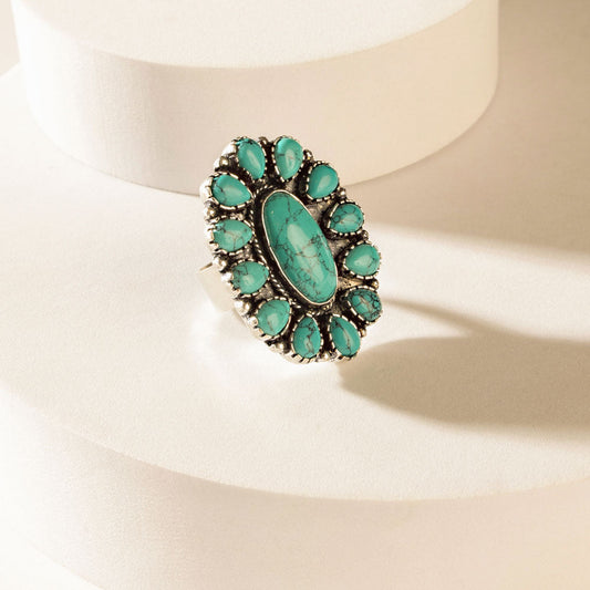 Myra The Sunchaser Ring in Antique Teal