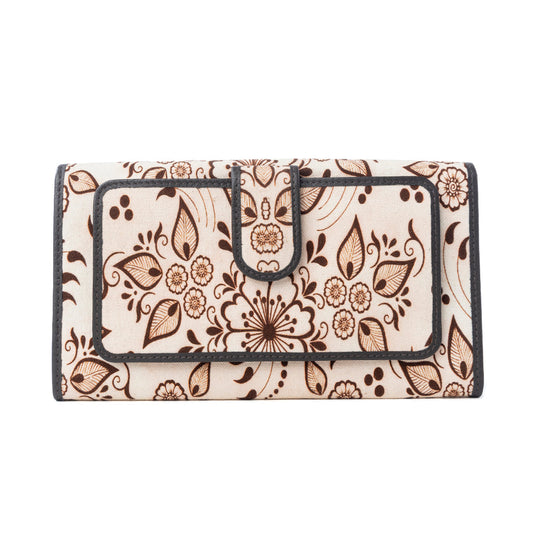 Myra Vanilla Vine Woven Wallet in Sepia Bloom