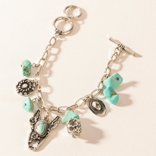 Myra Saddle Breeze Turquoise Stone Bracelet in Sage Creek Blue