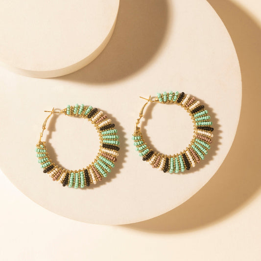 Myra Mesa Moonrise Beaded Hoop Earrings in Moonlit Blue