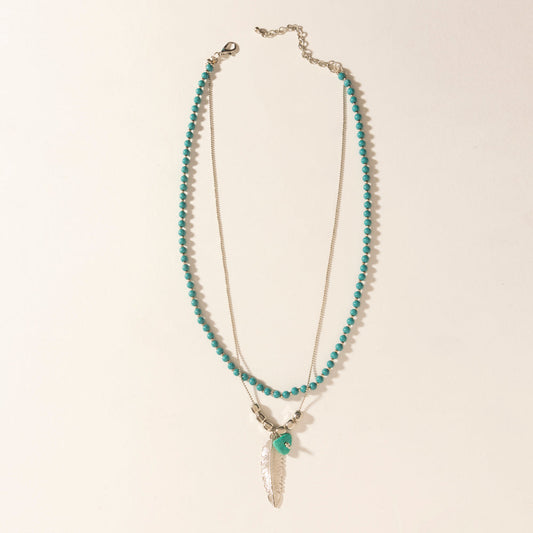 Myra Feathered Sage Necklace in Range Blue