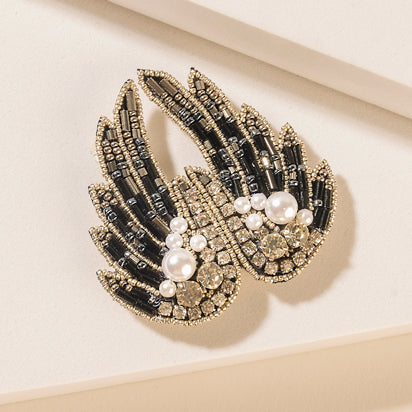 Myra Guardian Angel Brooch in Platinum Night