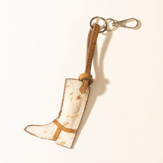 Myra Rustler’s Boot Hairon Keychain in Hay Ivory