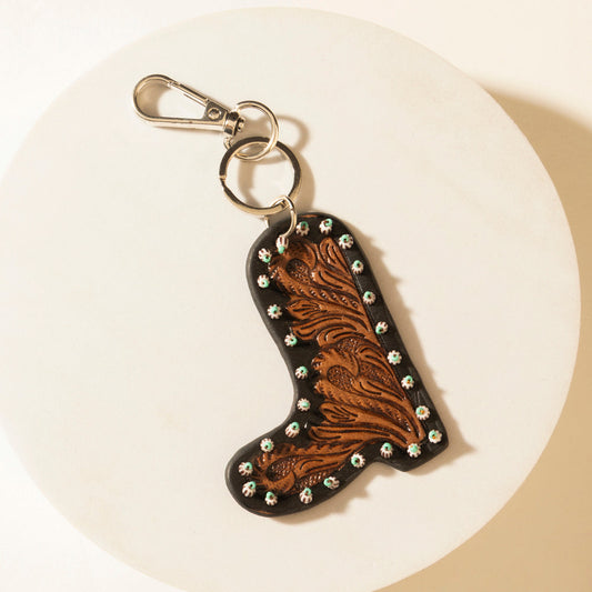 Myra Legend Boot Charm Keychain in Carve Tan