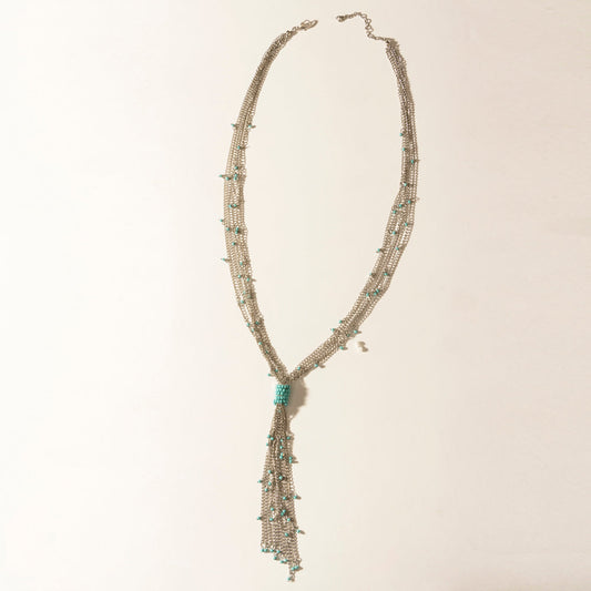 Myra Mist River Tassel Necklace in Silver Mix