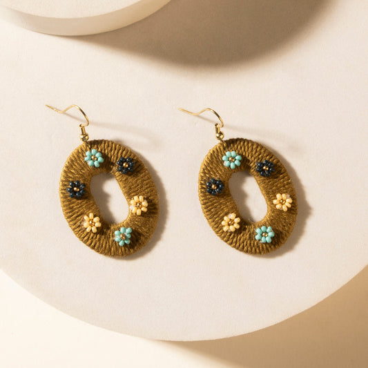 Myra Pasture Posy Oval Earrings in Sand Dune