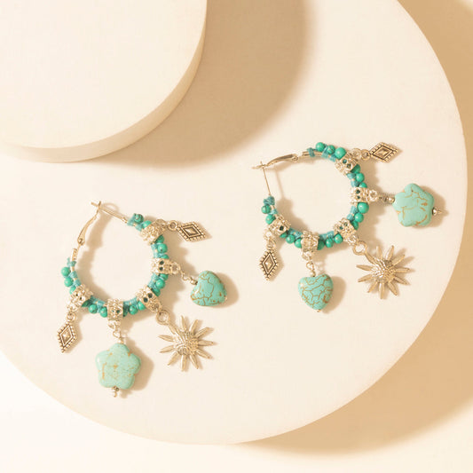 Myra Sunchrome Charm Hoop Earrings in Bloom Blue