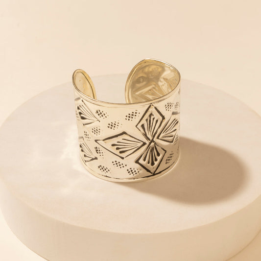 Myra Nomad Glyph Cuff in Mesa Silver