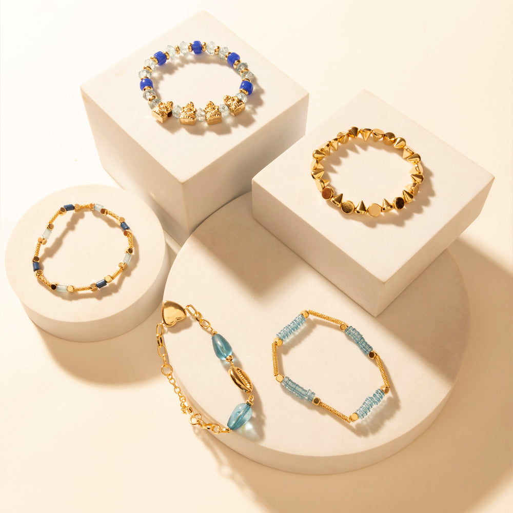 Myra Gilded Lasso Stack Bracelet in Arena Blue