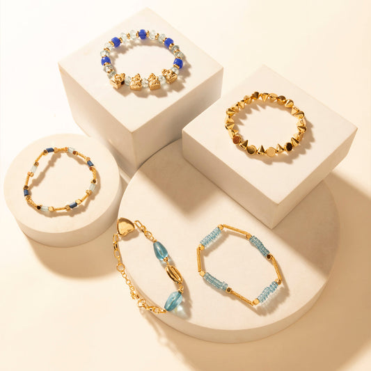 Myra Gilded Lasso Stack Bracelet in Arena Blue