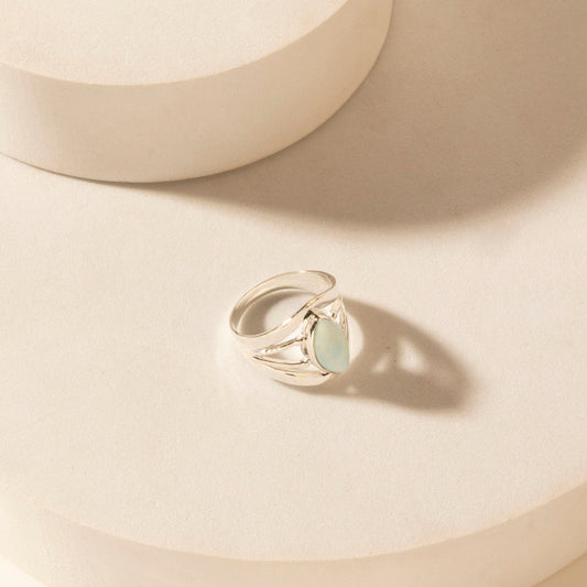 Myra Marquise Halo Sterling Silver Ring in Mirage Grey
