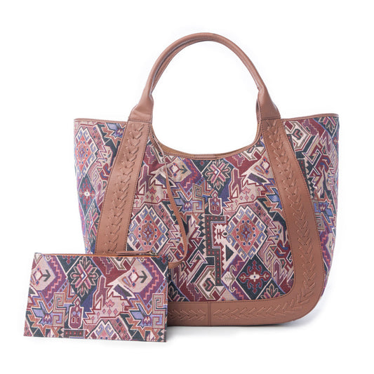 Myra Savannah Moon Jacquard Tote Bag in Plum Shadow