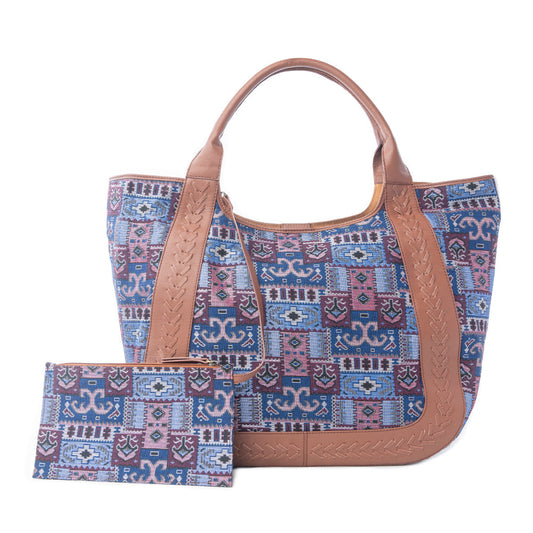 Myra Wagon Trail Jacquard Tote Bag in Dusty Lilac