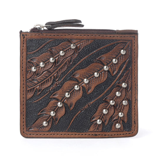 Myra Briar Creek Handtooled Leather Credit Card Holder in Heritage Brown