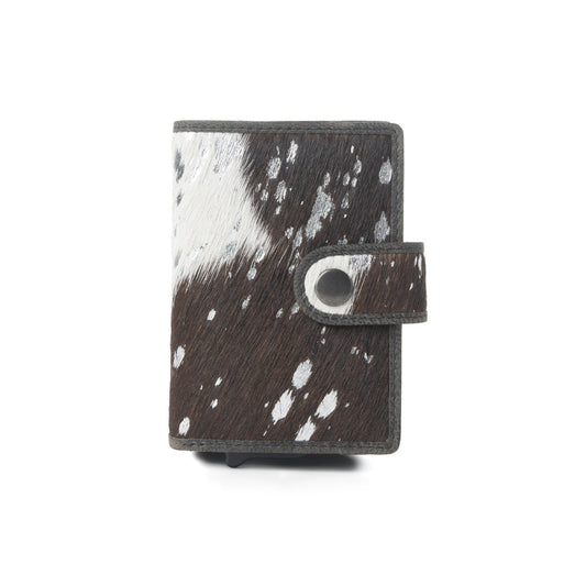 Myra Monsoon Ink Hairon Leather Credit Card Holder in Dust Black