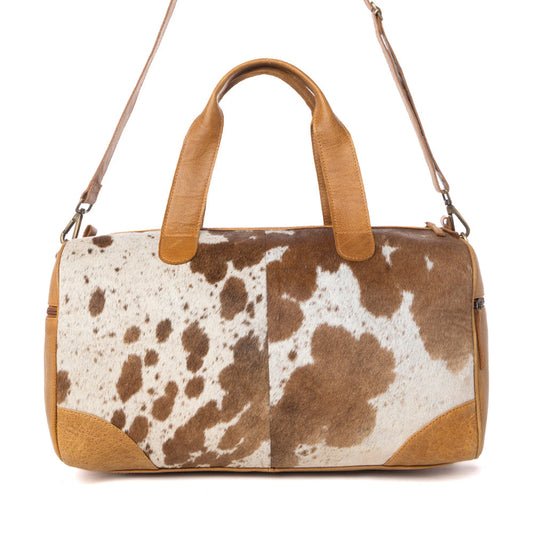 Myra Cattle Drive Men's Hairon Leather Traveller Bag in Bridle Ivory