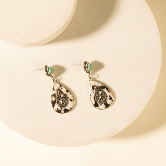 Myra Hide and Halo Earrings in Turquoise