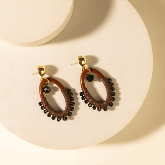 Myra Loom ovals earrings in brown