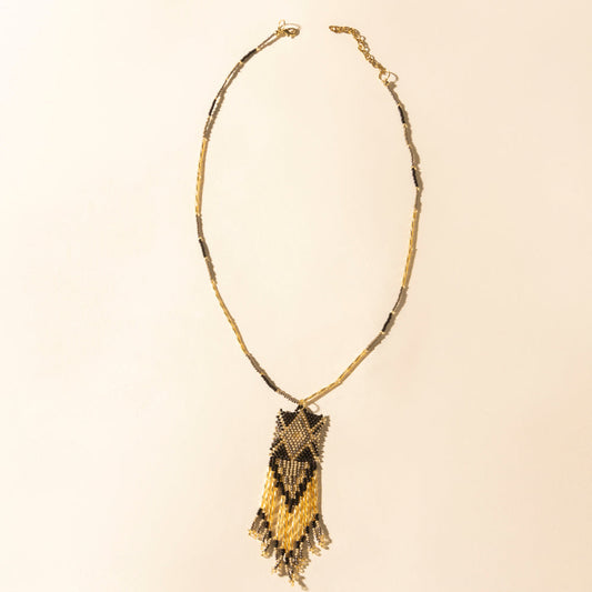 Myra Sun Strung Beaded Necklace in Brown
