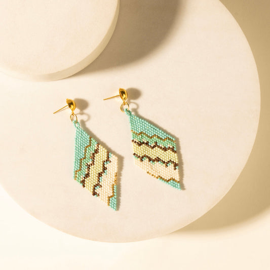 Myra Cactus Silk Chevron Drops in Turquoise
