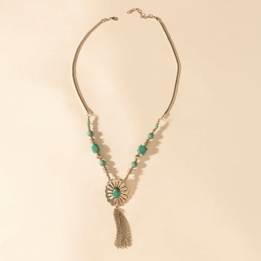 Myra Relic Pendant Necklace in Turquoise Vein